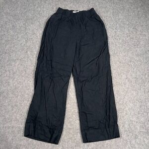 Abercrombie‎ & Fitch Black Linen Blend Ultra High Rise Wide Leg Pants Women's XS